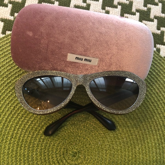 Miu Miu Accessories - Miu Miu gold glitter cat eye sunglasses